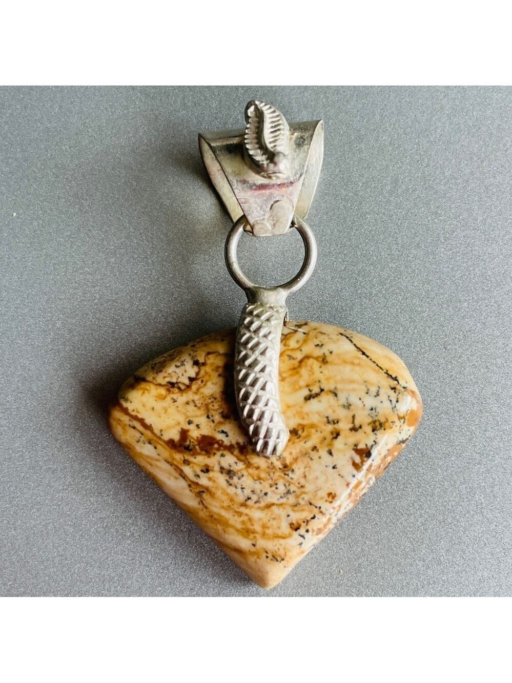 Natural Brown Jasper Exotic Sterling Silver Pendant for Necklace